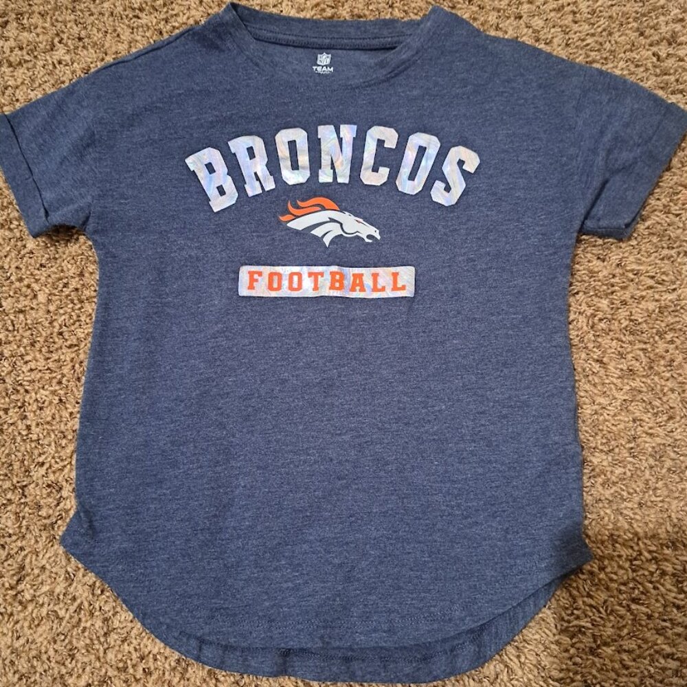 NFL Denver Bronco Team apparel set of 2 shirts jersey girls size 8 orange grey - Picture 6 of 11